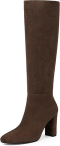 Modatope Knee High Boots for Women Chunky Heel Rounded Toe can