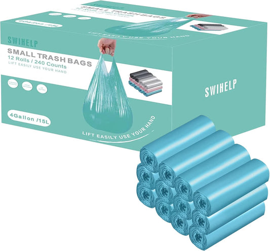 240 Small Trash Bags by SWIHELP: Ideal for 15L Bins