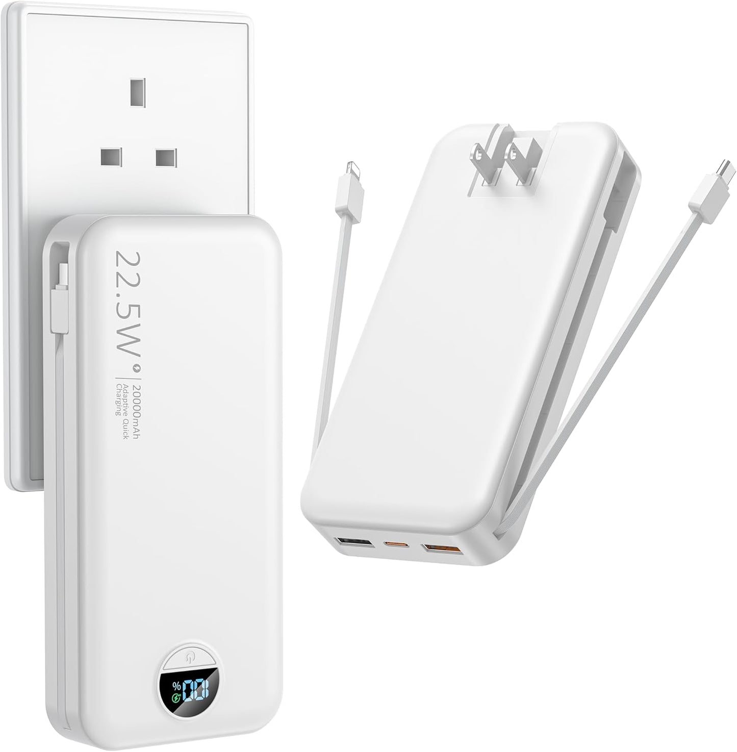 Ffnpua Portable Charger with Wall Plug, 20000mAh Power Bank