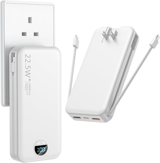 Ffnpua Portable Charger with Wall Plug, 20000mAh Power Bank