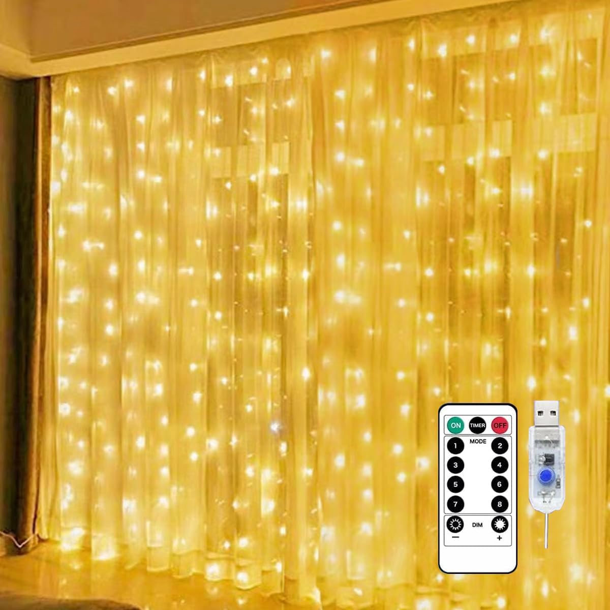 300LED Fairy Curtain Lights - Remote Controlled Twinkle Magic by Jezoll