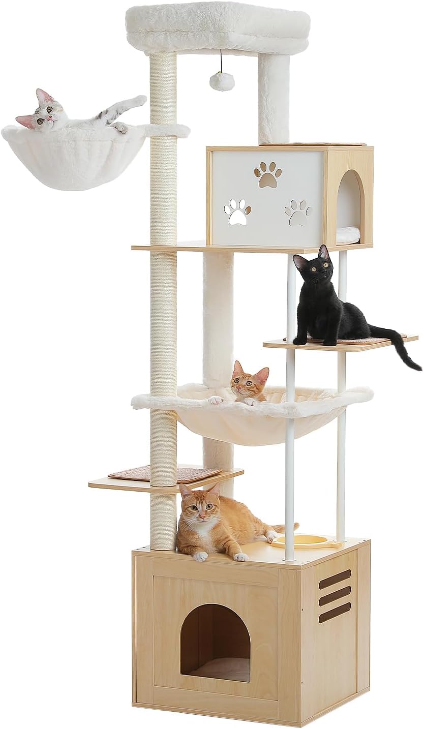 PAWZ Road Large Cat Tree with Food Station for Indoor Cats