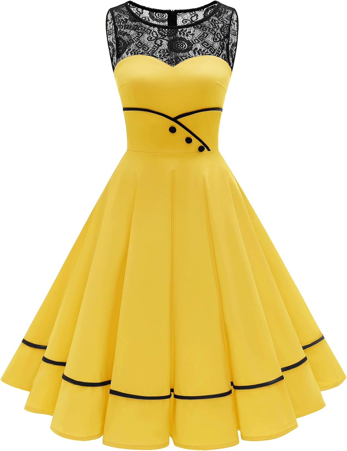 Bbonlinedress Women's 50s Vintage Floral Lace Rockabilly Dress