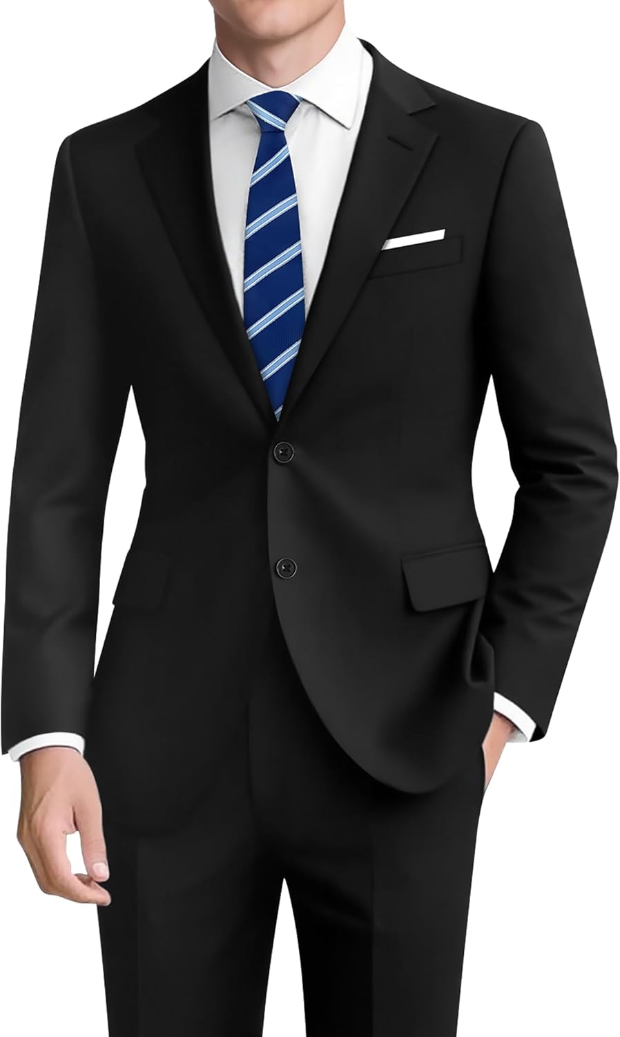 Men's Slim Fit 2-Piece Suit with Adjustable Waist Pants