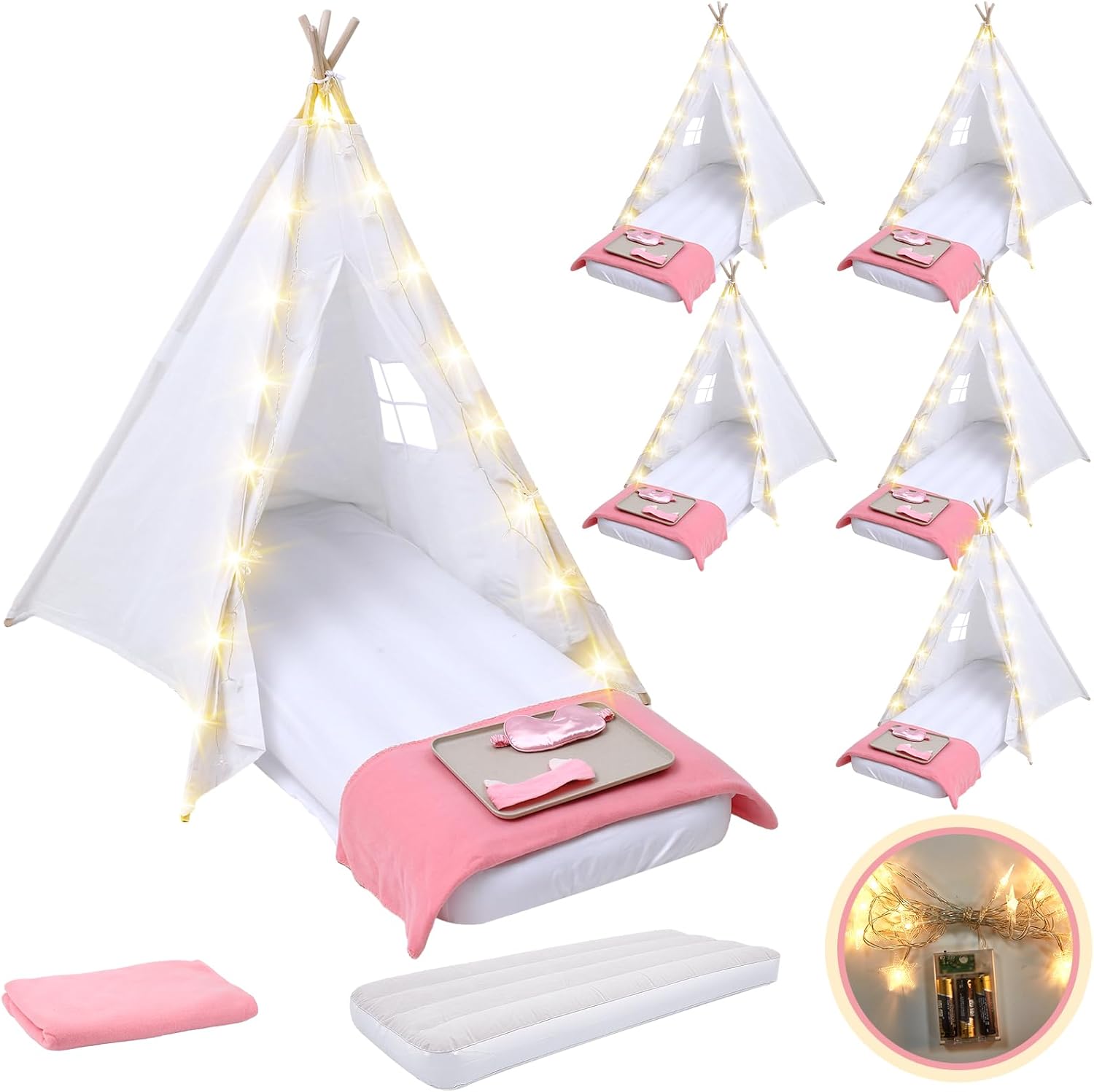 Windyun Kids Teepee Tent 6 Pack for Magical Slumber Parties