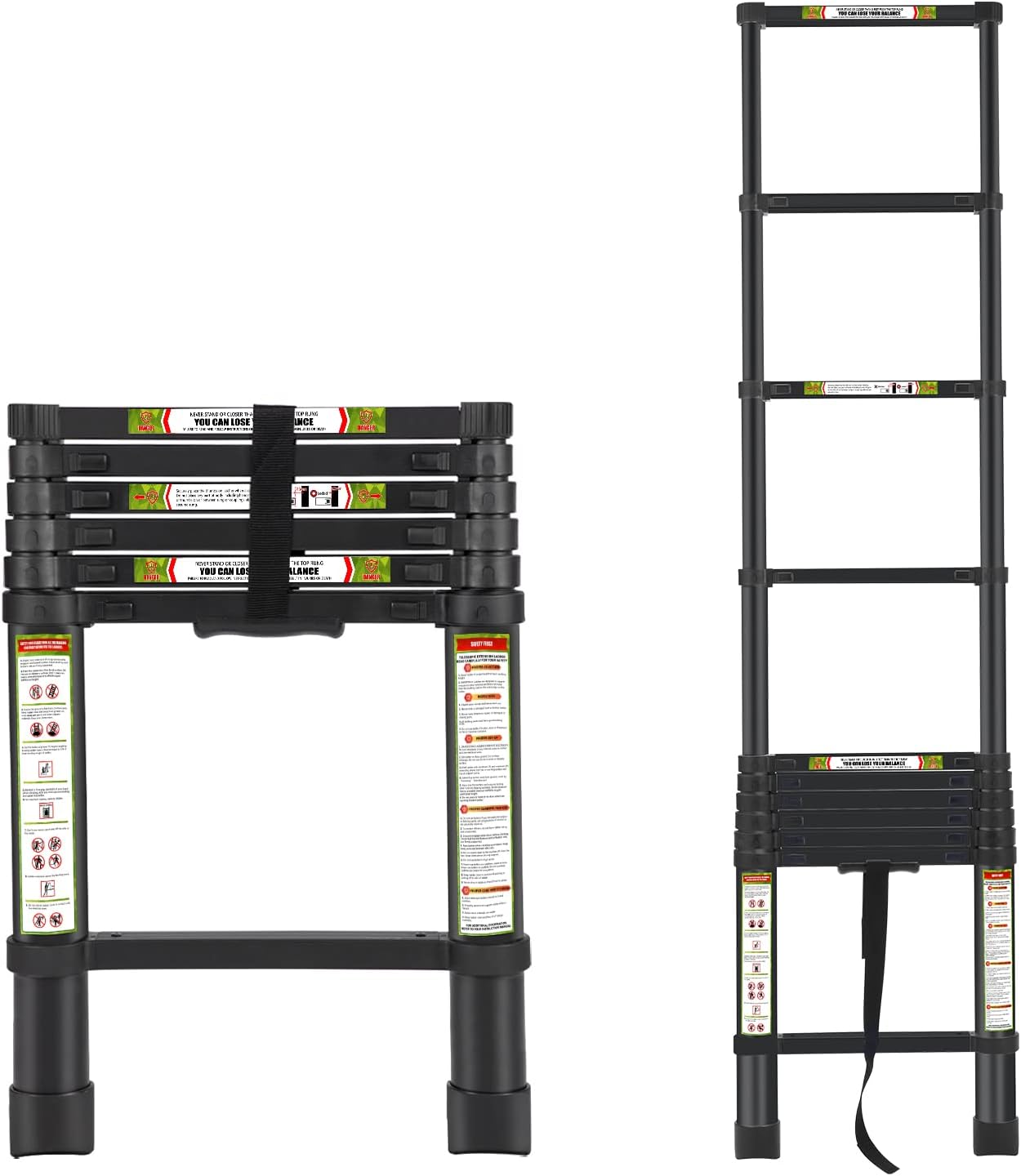 Telescopic Ladder 6.5FT Aluminum Extension Ladder for Home Use