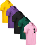 Mens Polo Shirt 5 Pack - Moisture-Wicking Summer Sports Tee