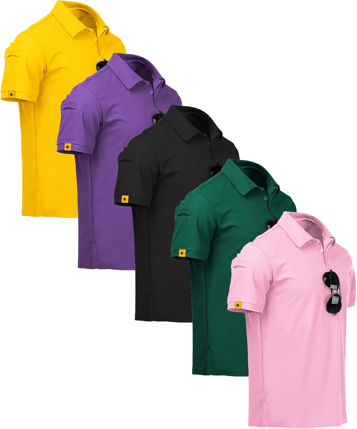 ZITY 5 Pack Mens Polo Shirt Short Sleeve Sports Golf T-Shirts