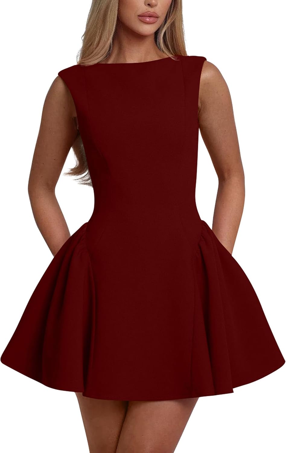 YMDUCH Women's Summer Sleeveless A-line Mini Party Dress