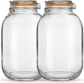 Glass Jars with Airtight Lids 2 Pack - 1 Gallon Wide Mouth Storage
