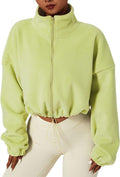 QINSEN Women's Full Zip Fleece Short Jacket - Cozy Cropped Sherpa 32F