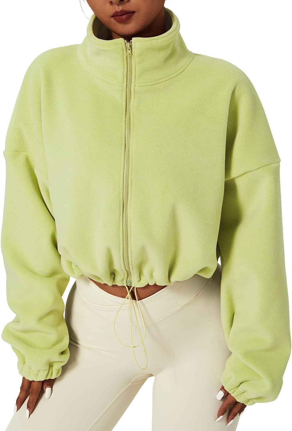QINSEN Women's Full Zip Fleece Short Jacket for Winter Warmth