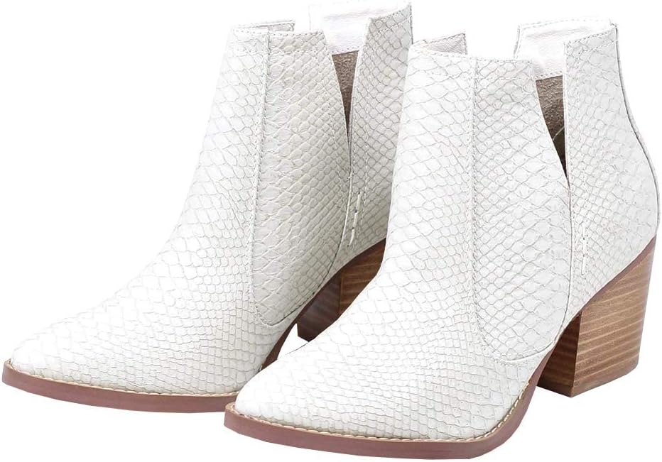 Kathemoi Womens Slip on Ankle Boots with V Cutout Design