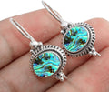 Solid 925 Sterling Silver Abalone Shell Dangle Earrings