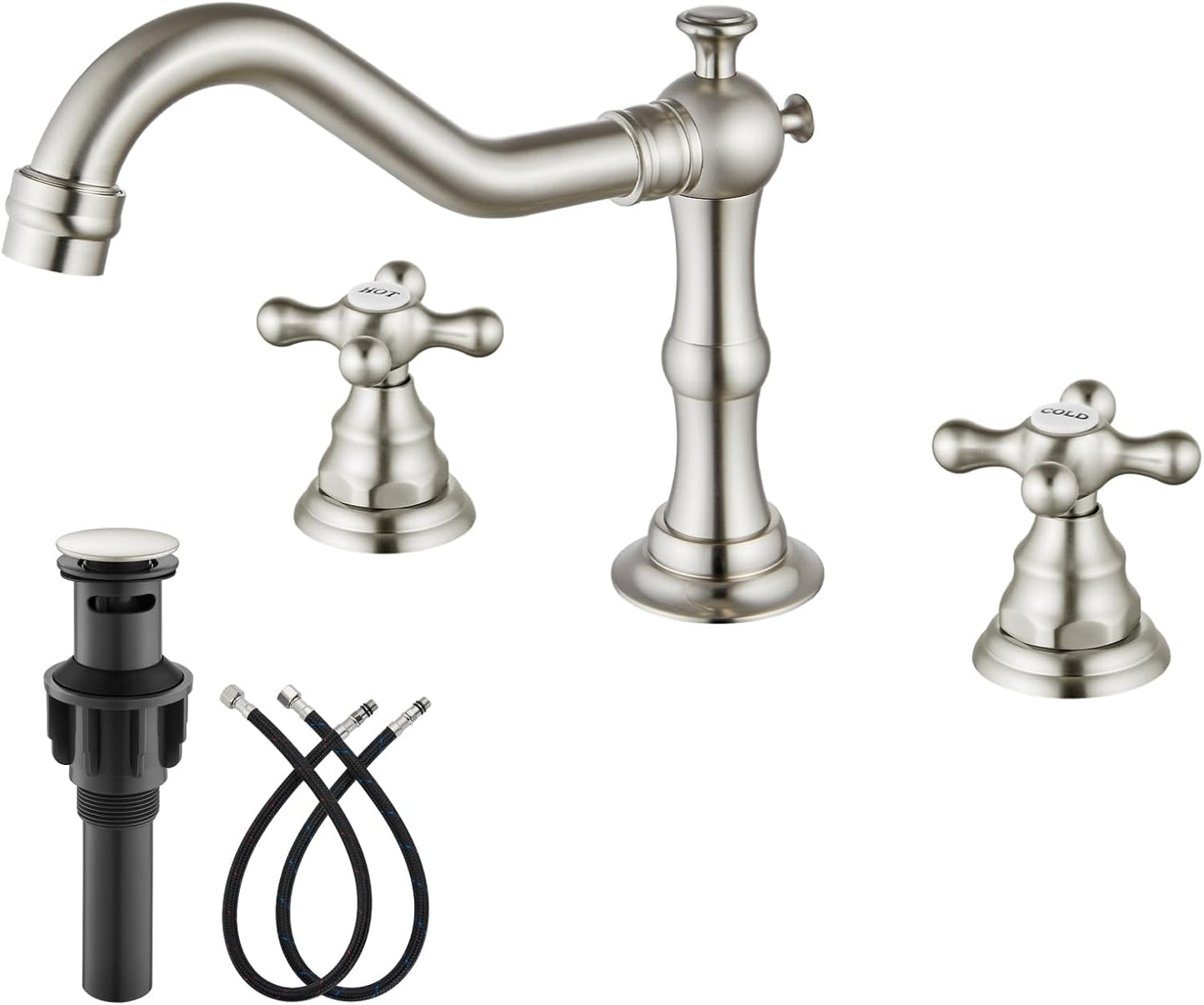 Gotonovo 3 Hole 8 Inch Widespread Bathroom Faucet with Vintage Design