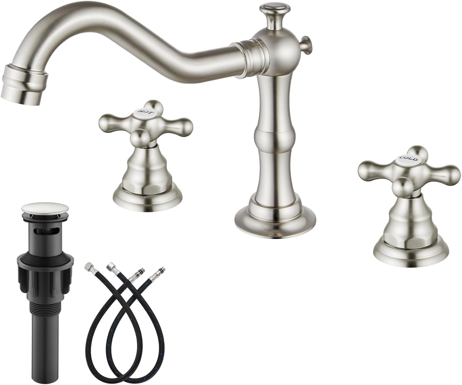 Gotonovo 3 Hole 8 Inch Widespread Bathroom Faucet with Vintage Design