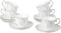 Tea Cups Set Of 6 Porcelain Tea Cup and Saucer Set - Elegant Everyday
