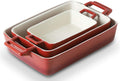 Ceramic Baking Dish Set 3-Piece - Gradient Red for Everyday Baking