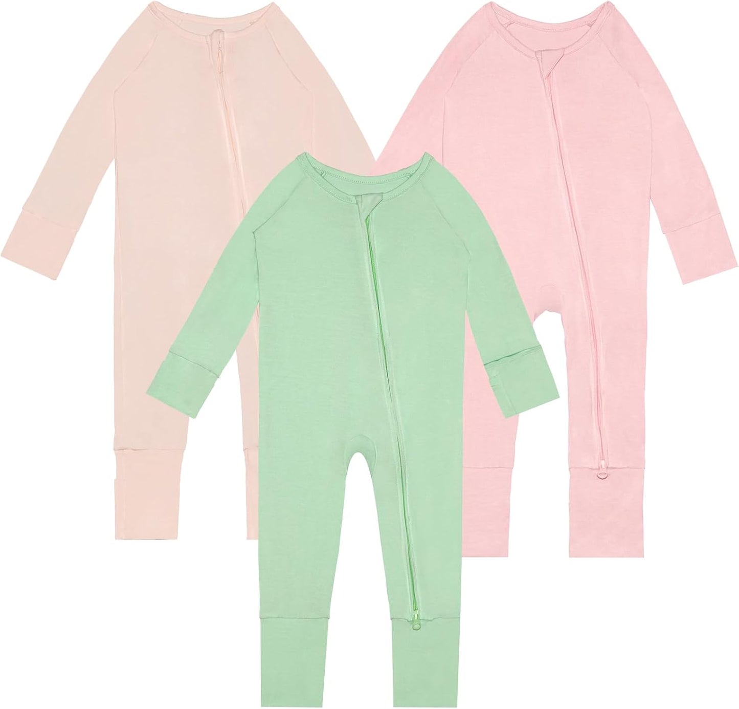 Rayon of Bamboo Baby Rompers Long Sleeve Two Way Zipper Pajamas