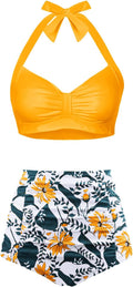 High Waisted Bikini Set Two Piece Swimsuit - Tummy Control Vintage Fit