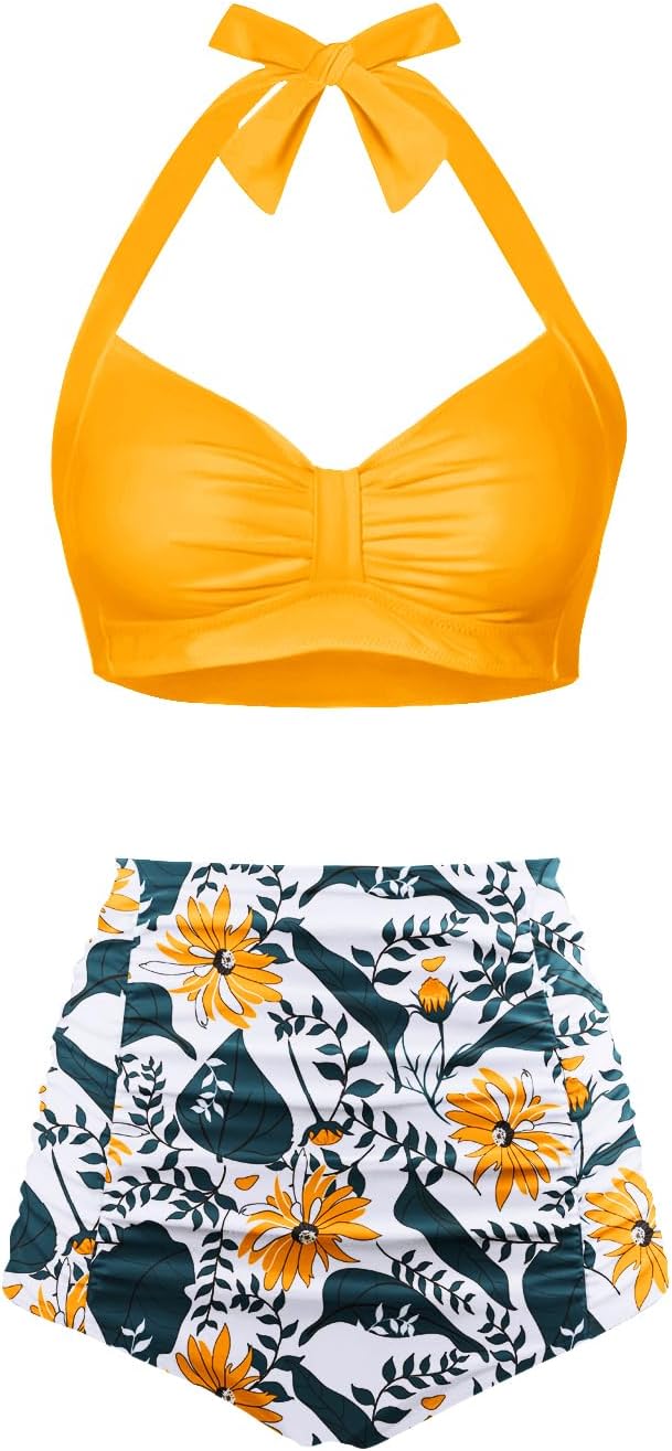High Waisted Bikini Set for Women - Vintage Halter Swimwear
