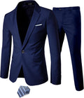 YND Men's 2 Piece Slim Fit Suit with Tie - Sharp One-Button Set