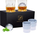 Crystal Bourbon Glass Set with Ice Molds -10 Oz