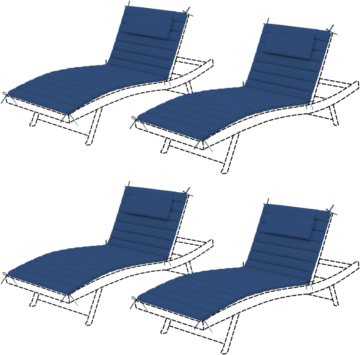 Sundale Outdoor Quilted Lounge Cushion Set of 4 for Patios