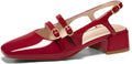 Coutgo Womens Mary Jane Chunky Low Heels Slingback Pumps (Style 5VYB)