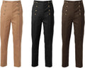 Mens Victorian Pants Cosplay Steampunk Gothic High-Waist Trousers
