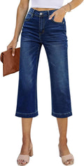 Sidefeel Women's Wide Leg Capri Jeans High Waist - Loose Fit