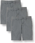 Boys Uniform Flat-Front Chino Shorts - Adjustable Waist for Comfort