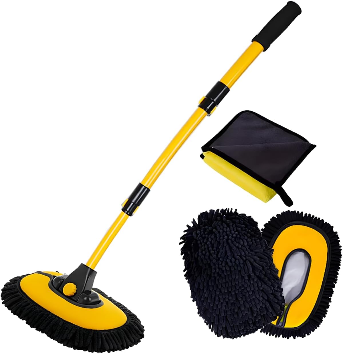 Car Wash Brush with Long Handle and Microfiber Towels Kit