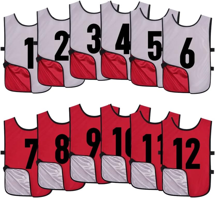 Reversible Numbered Pinnies for Team Practice and Sports Use