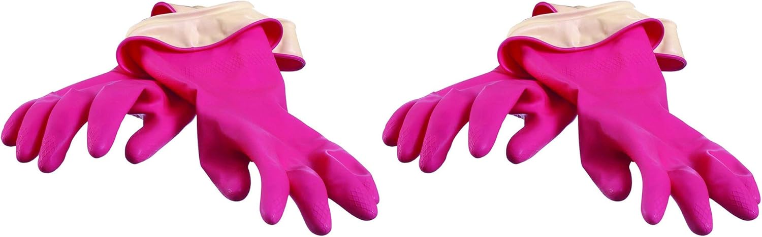 Waterproof Cleaning Gloves x2 Pairs | Casabella Pink Sml