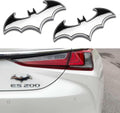 3D Bat Metal Car Emblem Sticker 2PC - Durable Silver Exterior Decal