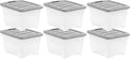 Plastic Storage Containers with Latching Lids, 19 Quart Set of 6