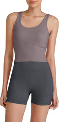 BareFeel Built In Bra Workout Tank Top - Removable Pads, Longline