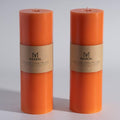 Extra-Large Orange Pillar Candles for Halloween Decor Set of 2