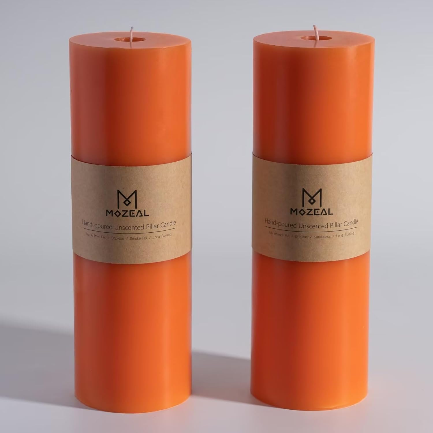 Extra-Large Orange Pillar Candles for Halloween Decor Set of 2
