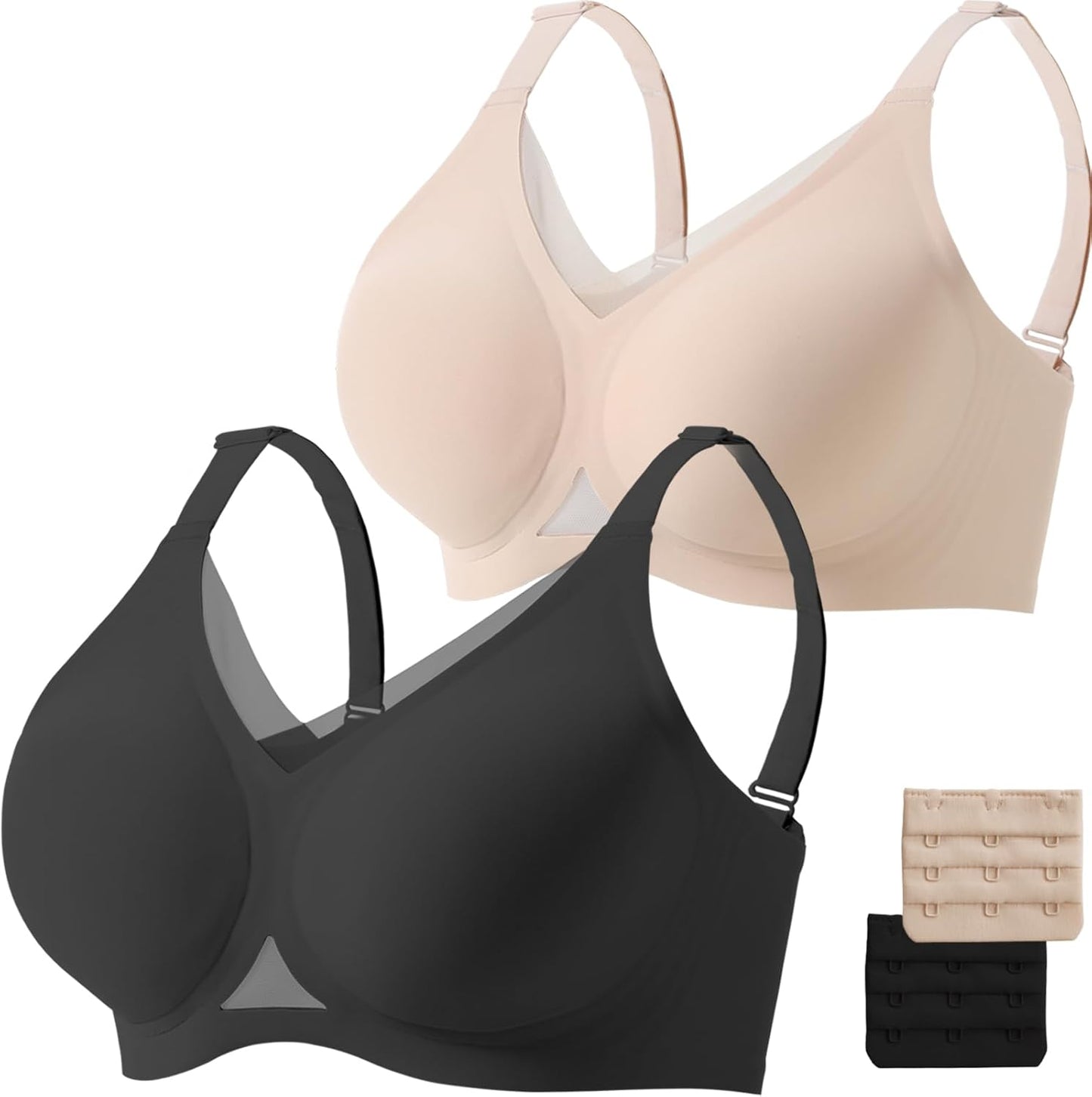 Gailife Womens Wireless V Mesh Comfortable Bra 2-Pack Set