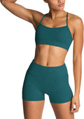 Women's 2 Piece Workout Set High Waisted Biker Shorts and Crop Top