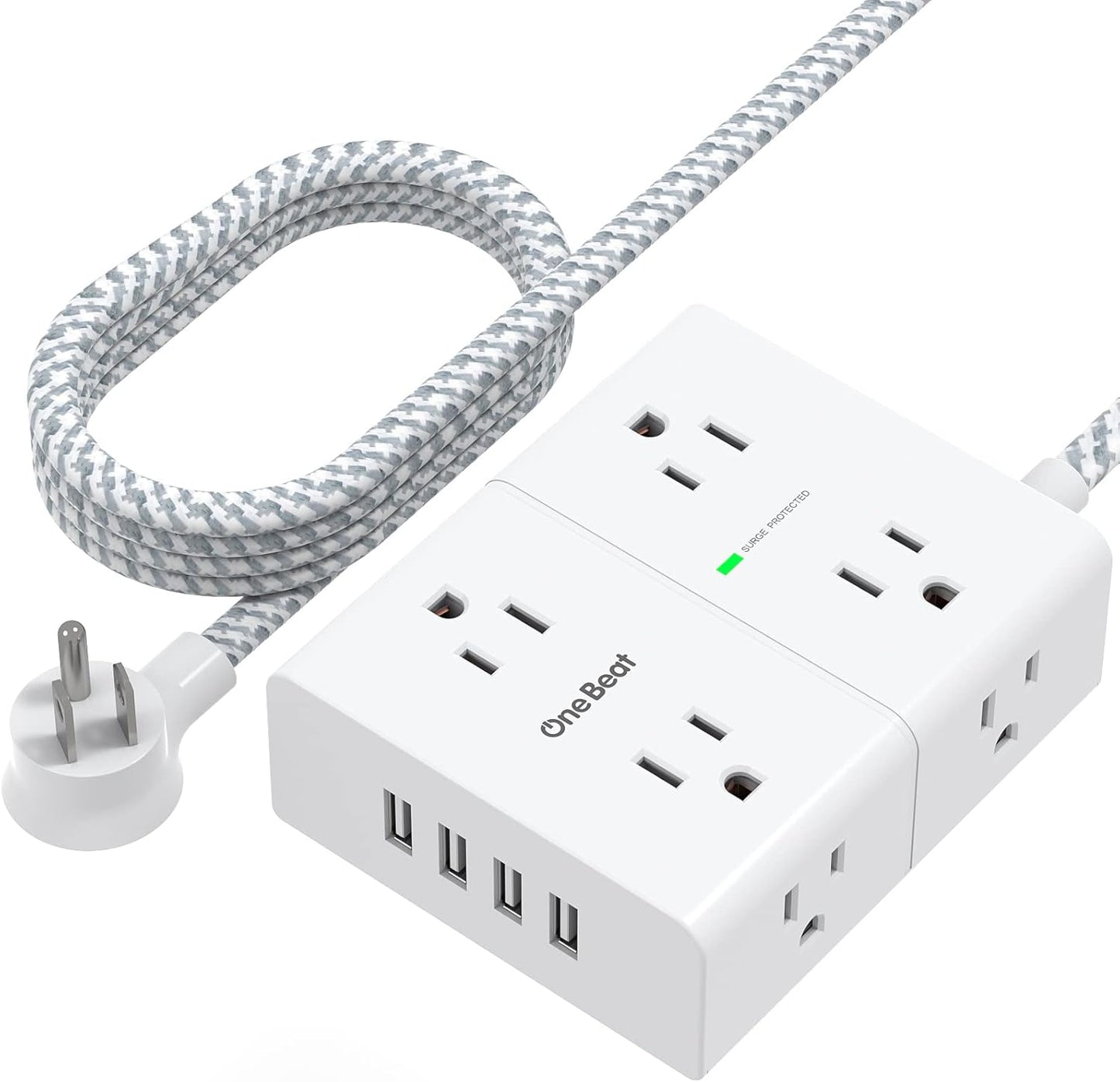 Power Strip Surge Protector - 8 Outlets 4 USB Ports, 10 Ft Cord, Overload Protection