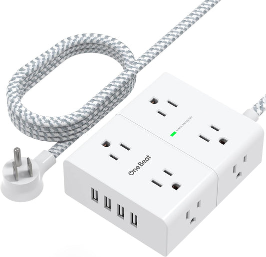 Power Strip Surge Protector - 8 Outlets 4 USB Ports, 10 Ft Cord, Overload Protection