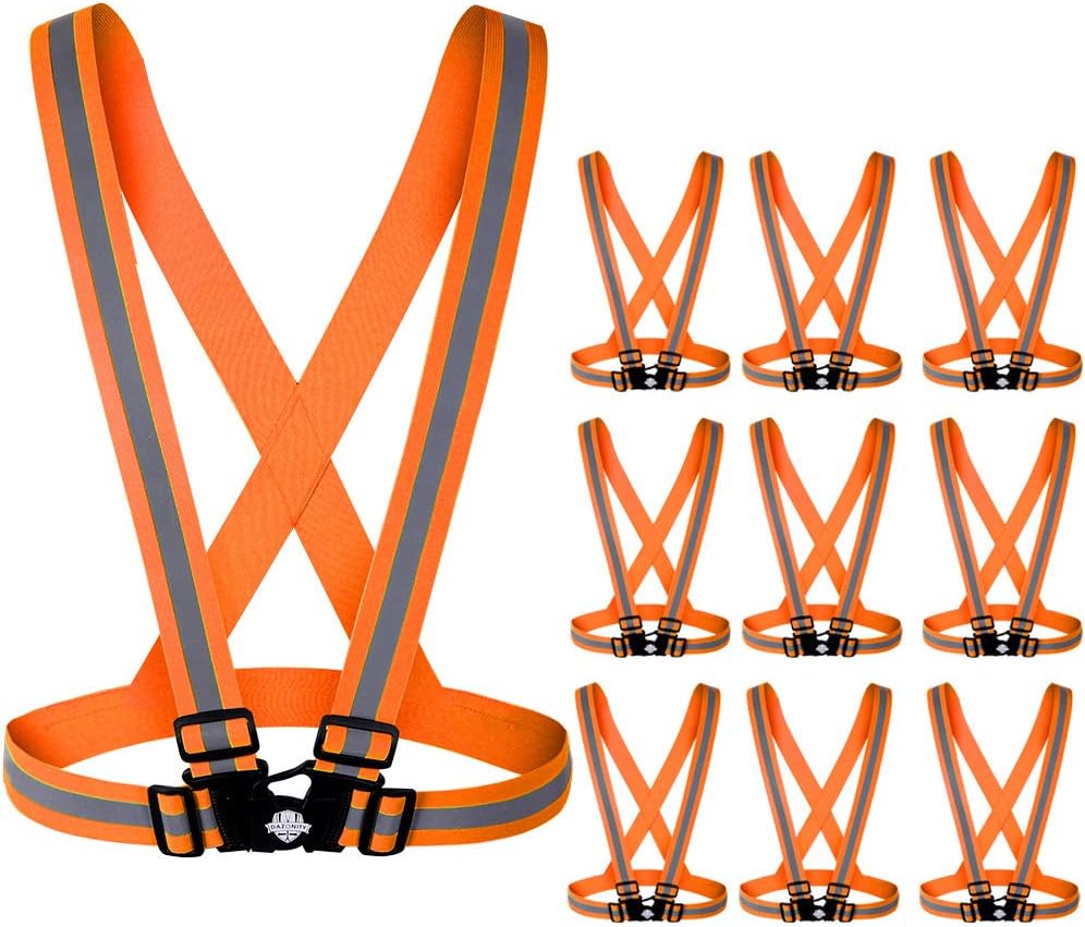 Dazonity High Visibility Safety Vest for Men & Women - 10 Packs