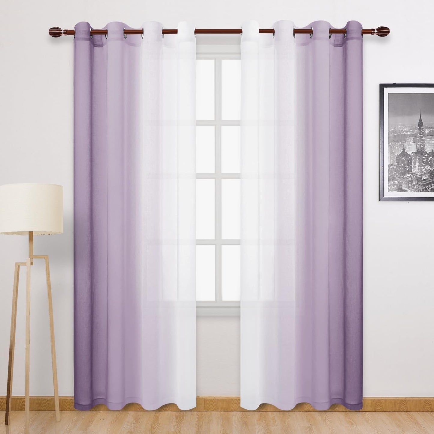 DWCN Faux Linen Ombre Sheer Curtains for Elegant Home Decor