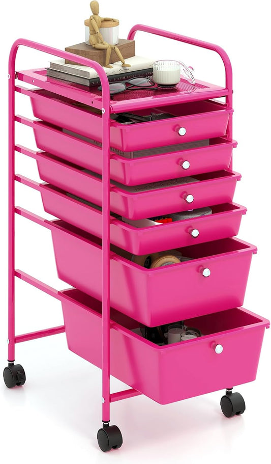 GOFLAME 6-Drawer Rolling Storage Cart for Art and Craft Needs