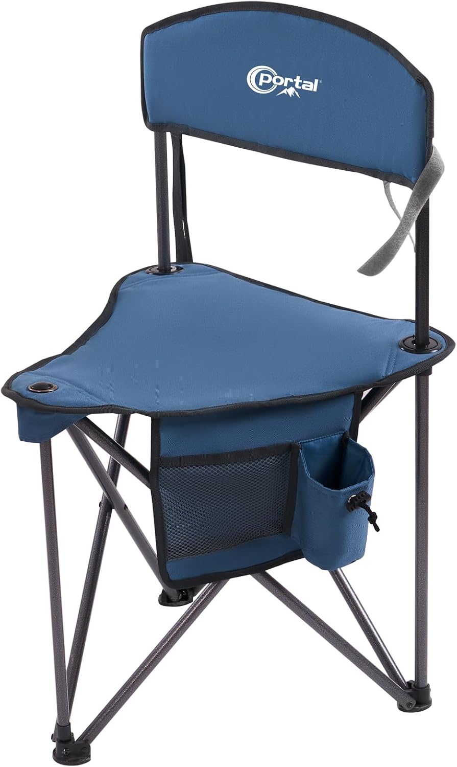 Extra Large Quick Folding Tripod Stool with Backrest for Camping