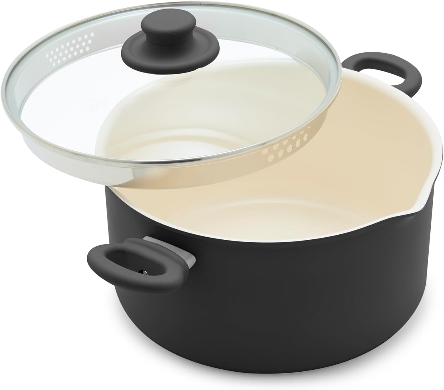 GreenLife 6QT Ceramic Nonstick Stockpot with Straining Lid
