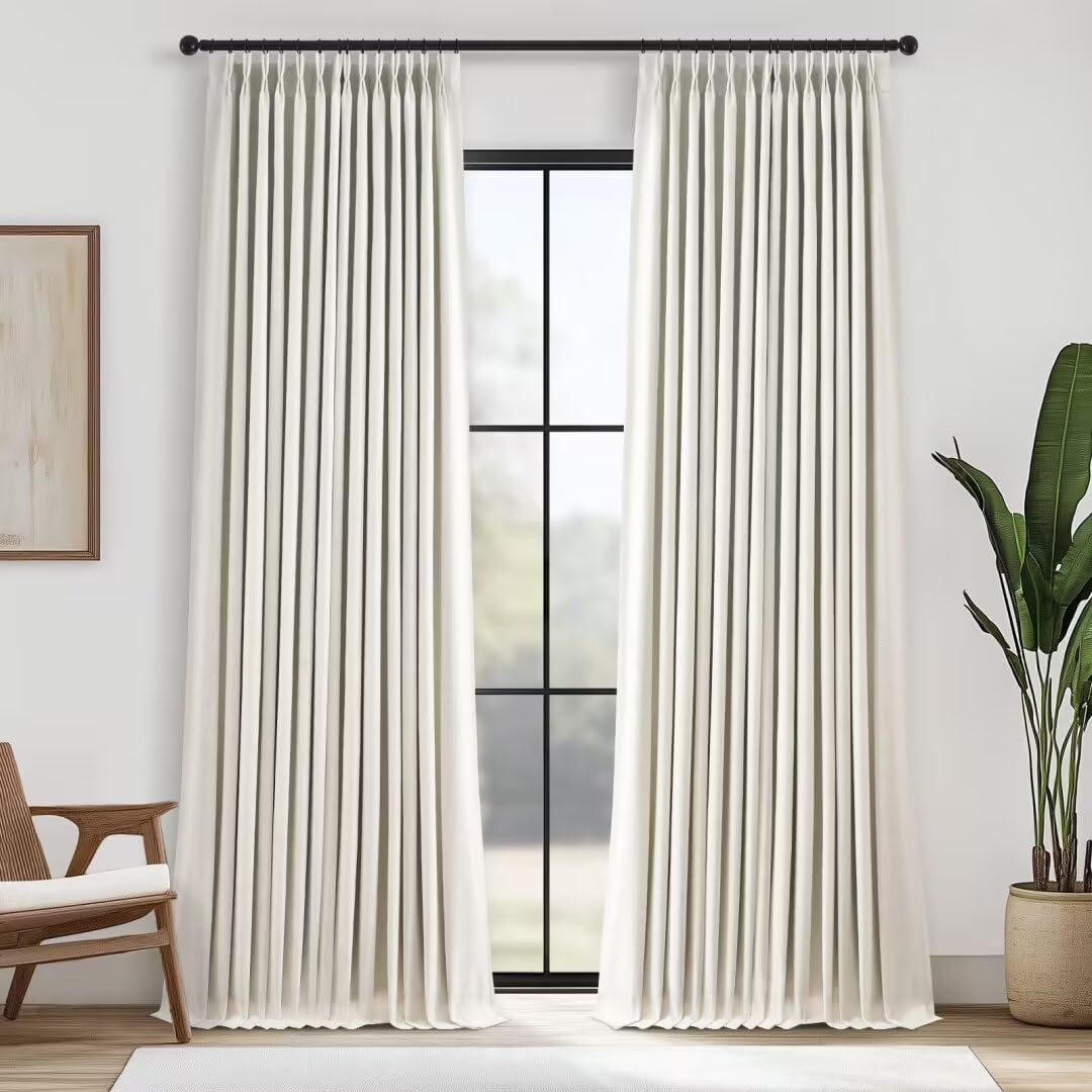 Topfinel Pinch Pleated Blackout Linen Curtains for Bedrooms